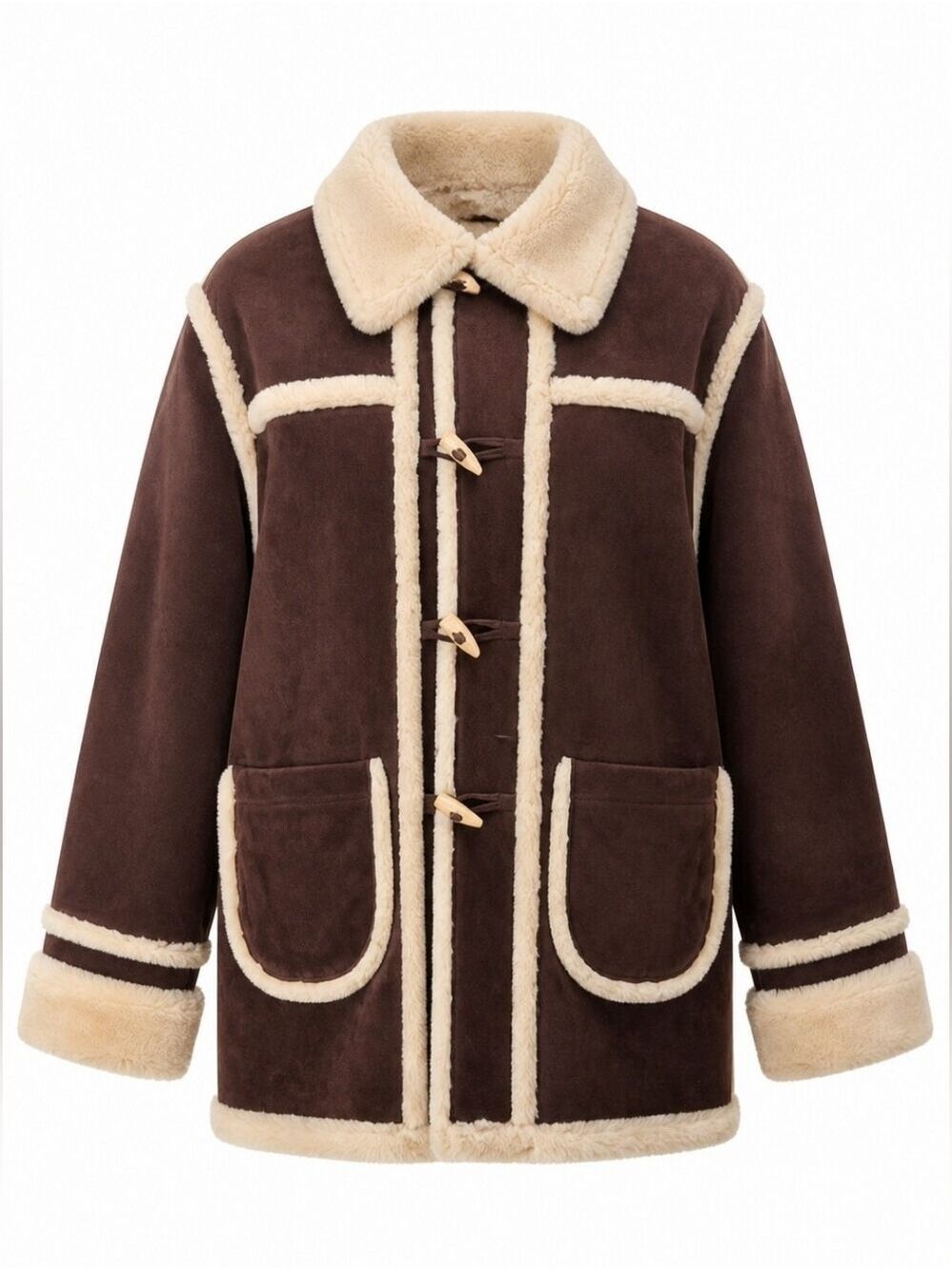 Cripple Creek Womens Brown Suede Faux Fur-Trim Coat Large Ranch Style Western